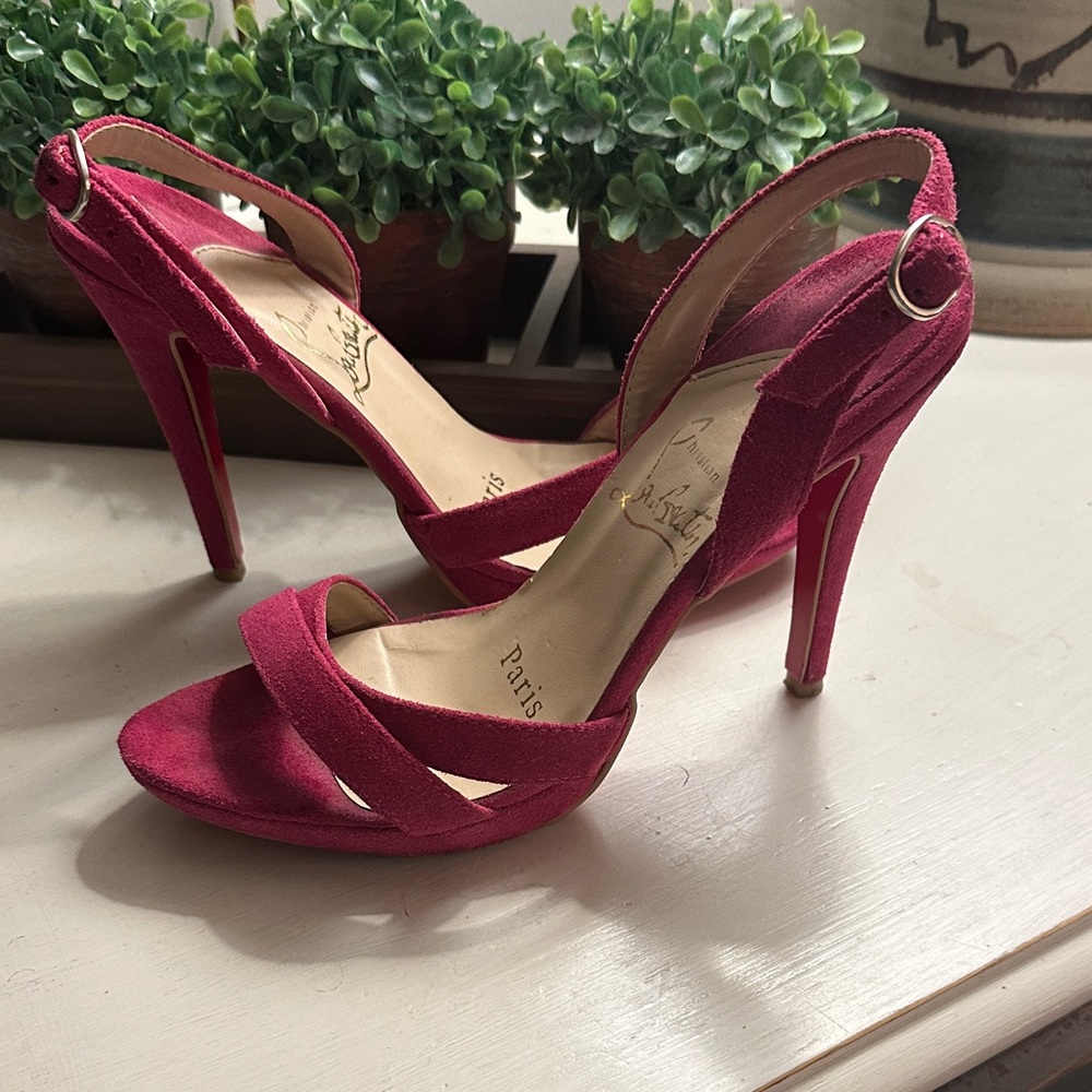 Christian Louboutin Pink Suede Stappy Heels 39